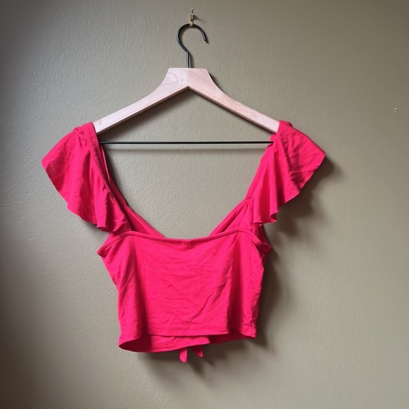 Rachel Pally Red Crop Top with Flutter Sleeves Size XS - Picture 3 of 3